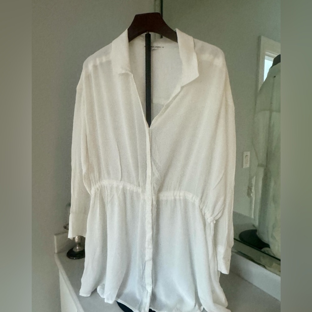 O'Neill White Button Swimsuit Coverup for Women US-Large-NWT